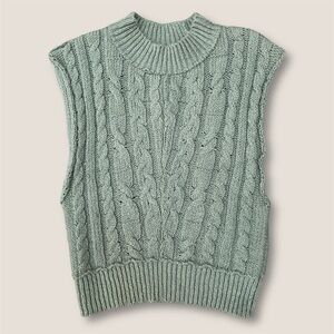 Free People Quartz Cable Knit Vest in Mountain Mint Size S